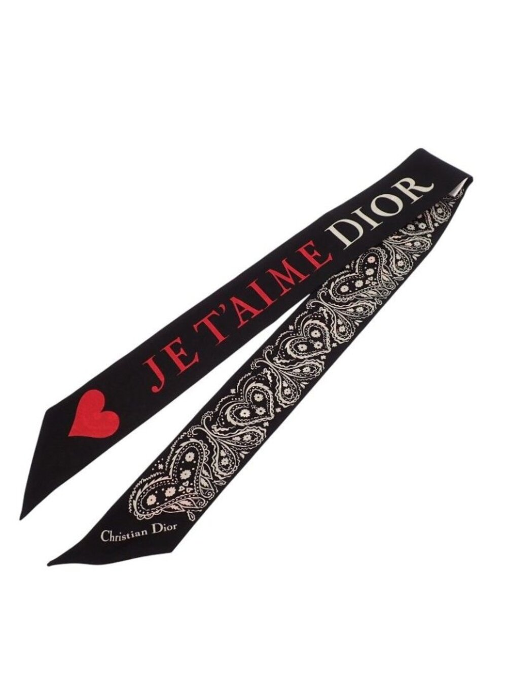 Dior Mitzska Fam le Collection Paisley Heart Silk Black Scarf - Picture 2 of 12